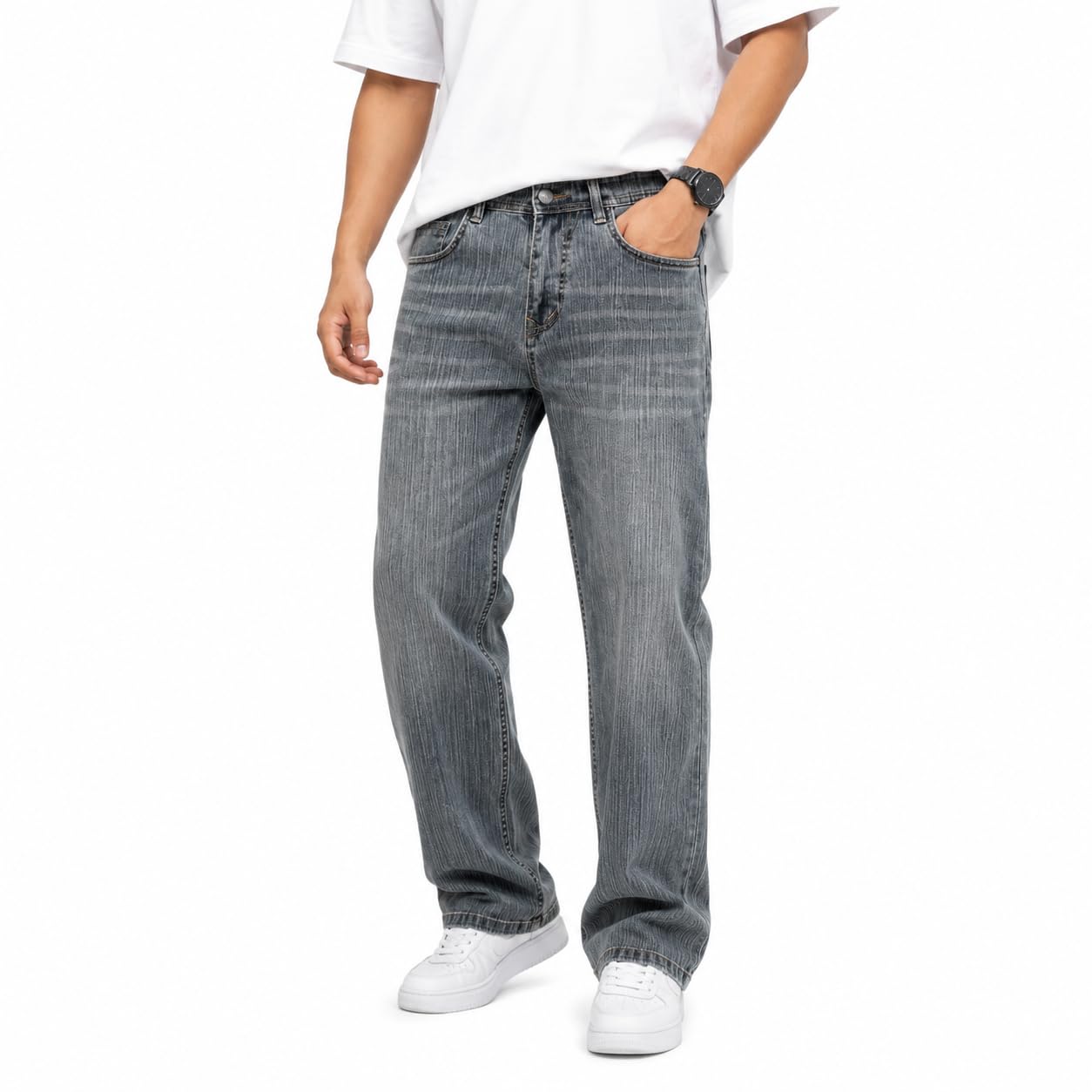 Premium Mens Straight Fit Denim Jeans | Lightweight Stretchable Cotton Blend Denim | Mid Rise Casual Jeans for Men | 5 Pocket Regular Fit Everyday Wear-picture-23