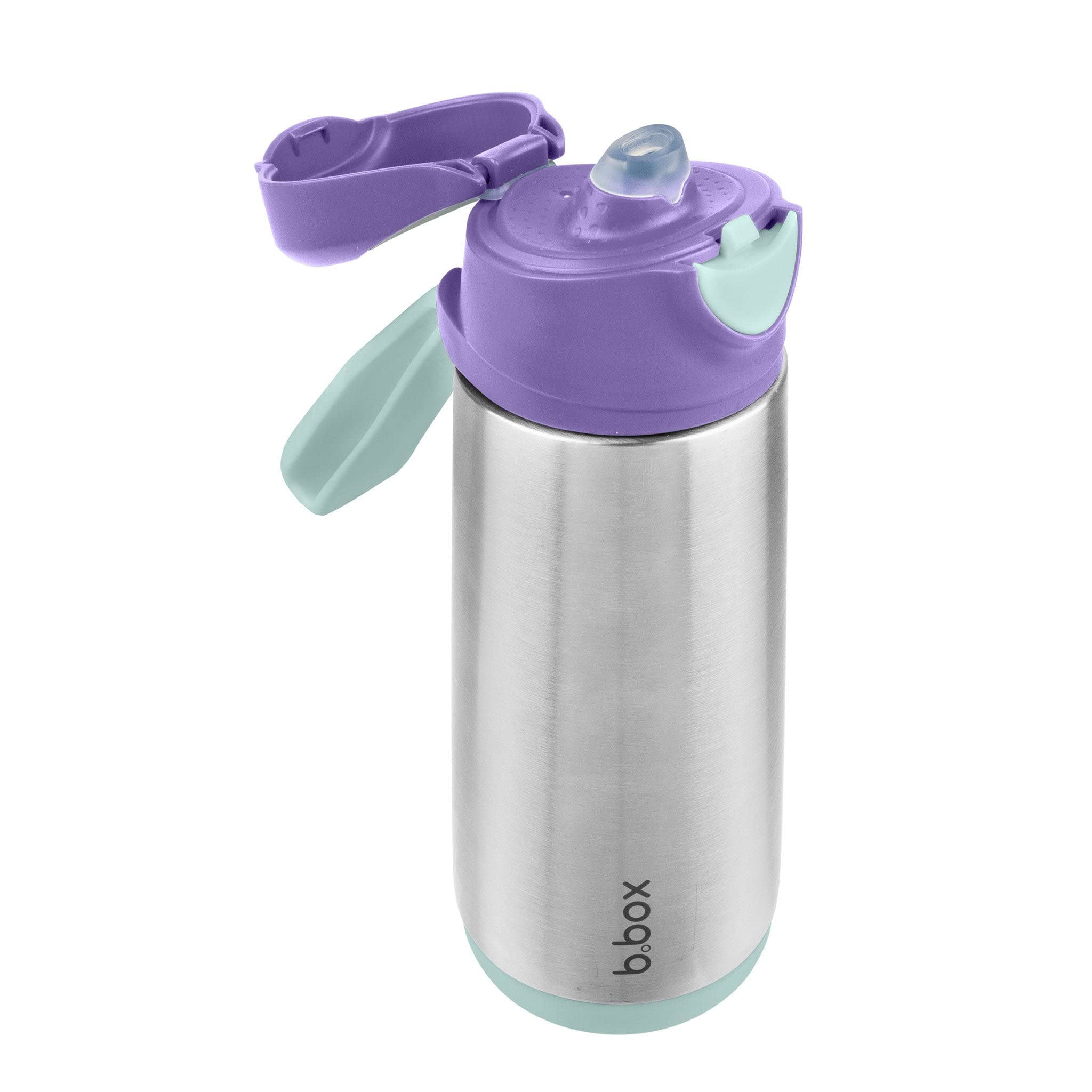 b.box Insulated Drink Bottle with Spout, Cold and Heat Retention, One Push Type, Top Shelf Dishwasher Safe, Genuine b.box Stainless Steel Spout Bottle, Lilac Pop