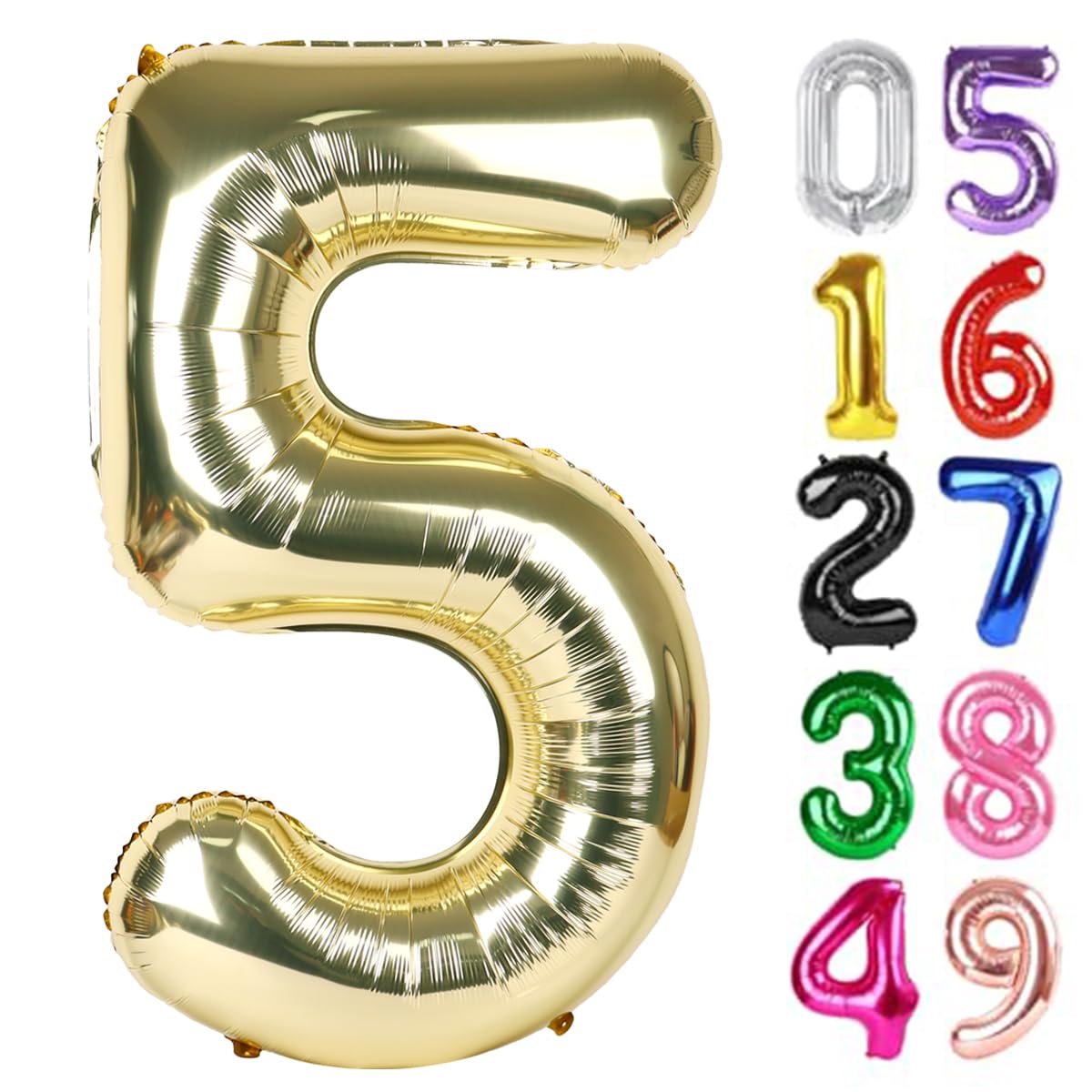 Light Gold Number 5 Balloon 40 Inch, 5th Birthday Decorations Men Women