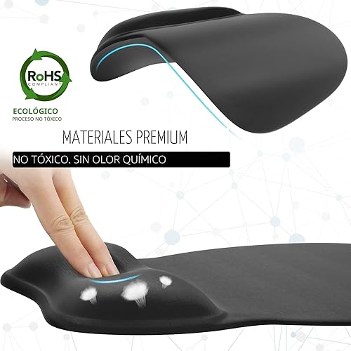 Miniatura 5 de MROCO Alfombrilla ergonómica para mouse con reposamuñecas de gel, superficie de soporte de muñeca suave, base de poliuretano antideslizante