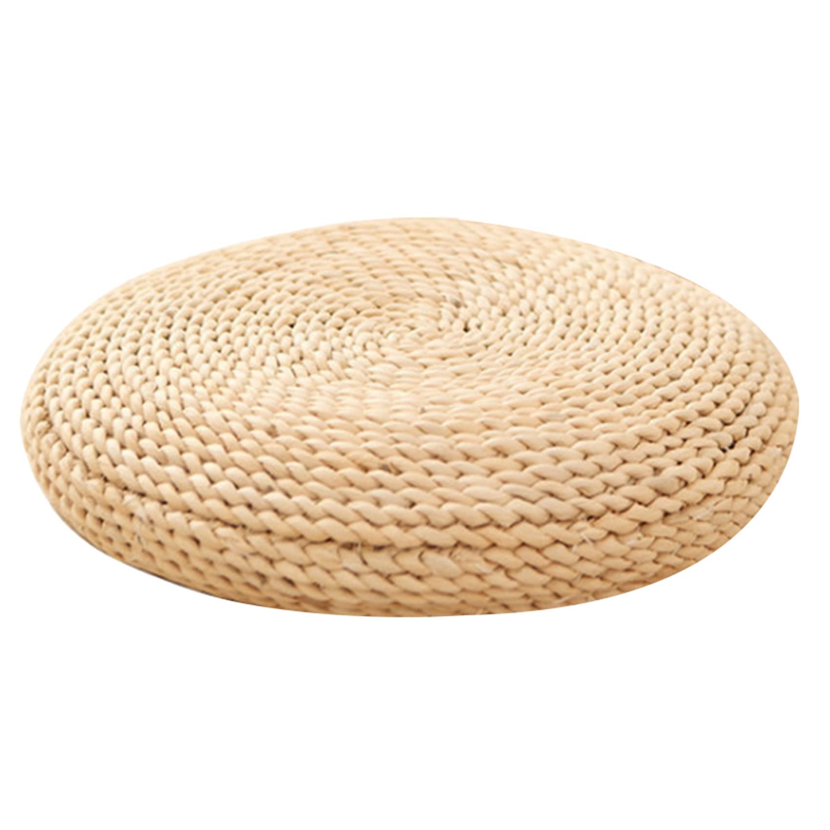 Hndhbfgrt 2X Round Natural Pouf Hand-Made Weaving Cushion Fill the Silk Floss Pillow Soft Yoga Chair Seat Mat Window Pad(B)