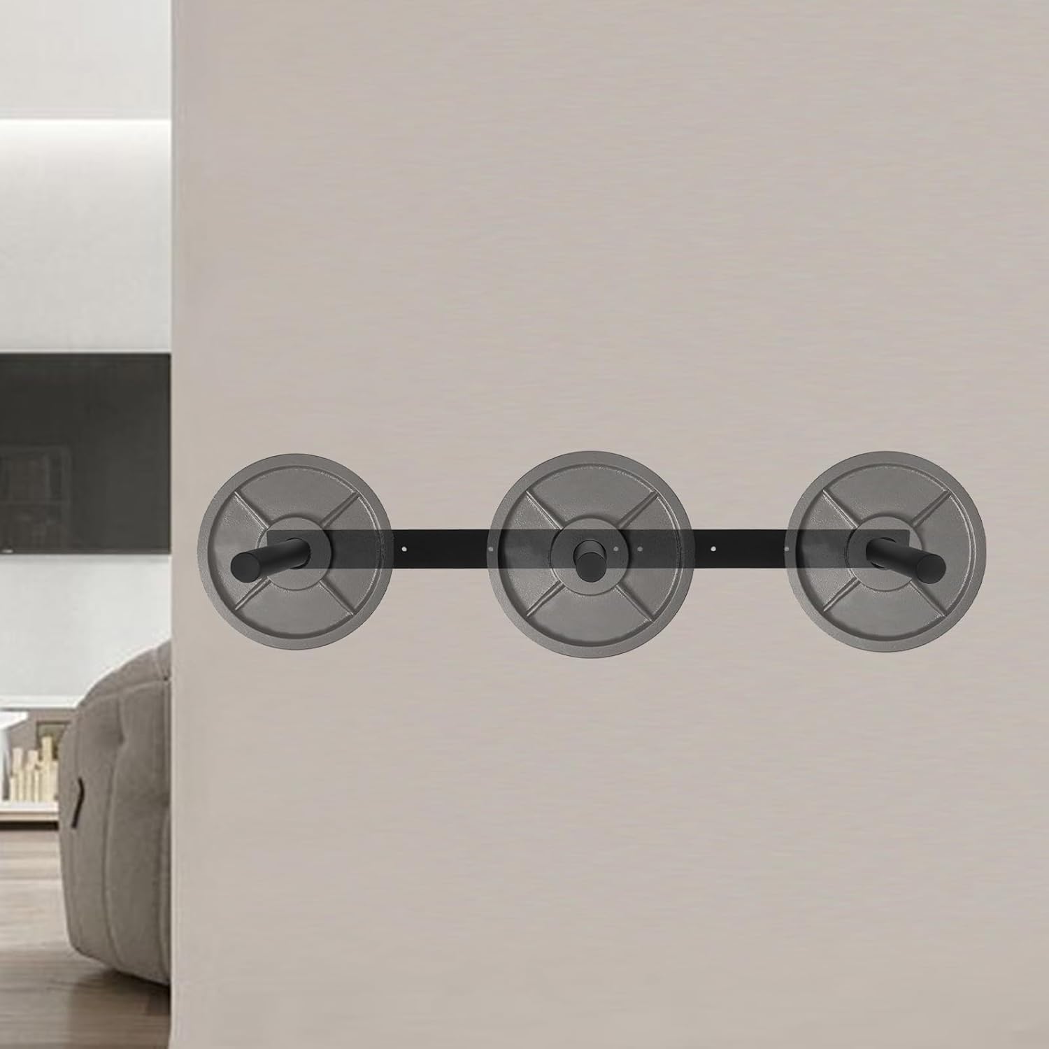 Wall Mounted Weight Plate Storage Rack Metal Weight Plate Holder Modern Bumper Plate Storage Load Up to 1050LBS for Home Commercial Gym, Black