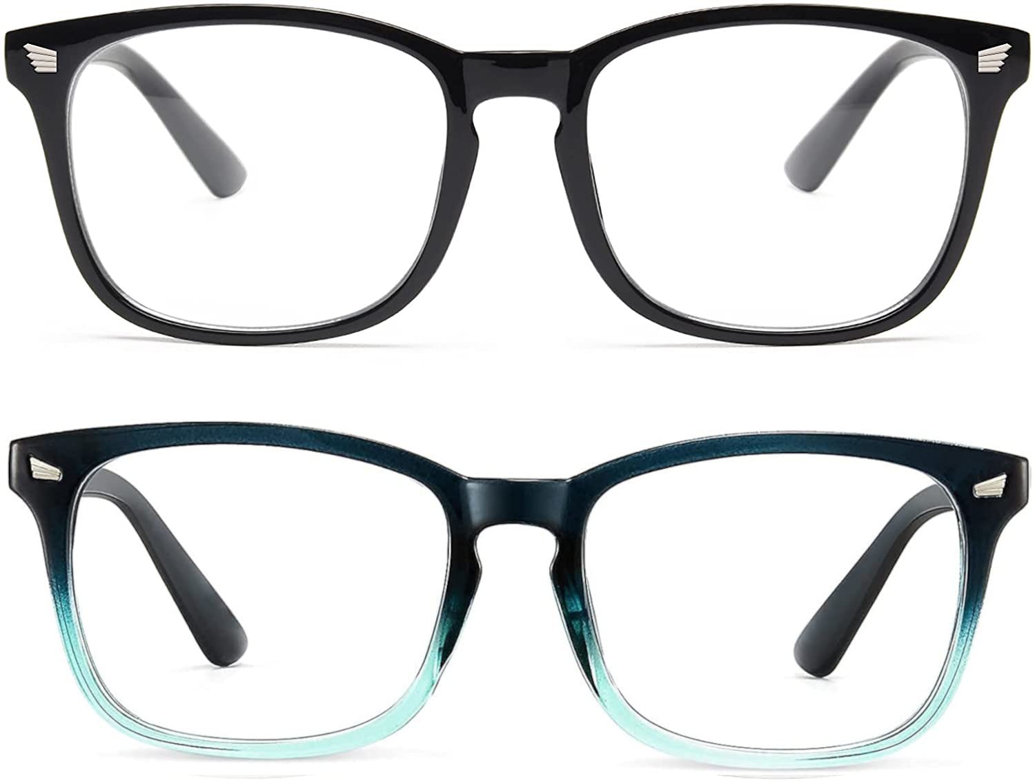 ELEGANTE Pack of 2 Computer Glasses Square Transparent glasses for Eye Protection Men Women Gaming/Tablet/Laptop/Mobile/TV, Anti Blue Light (Combo of 2 - Black + Green) (B0B9L1D3VV) Amazon Price History, Amazon Price Tracker