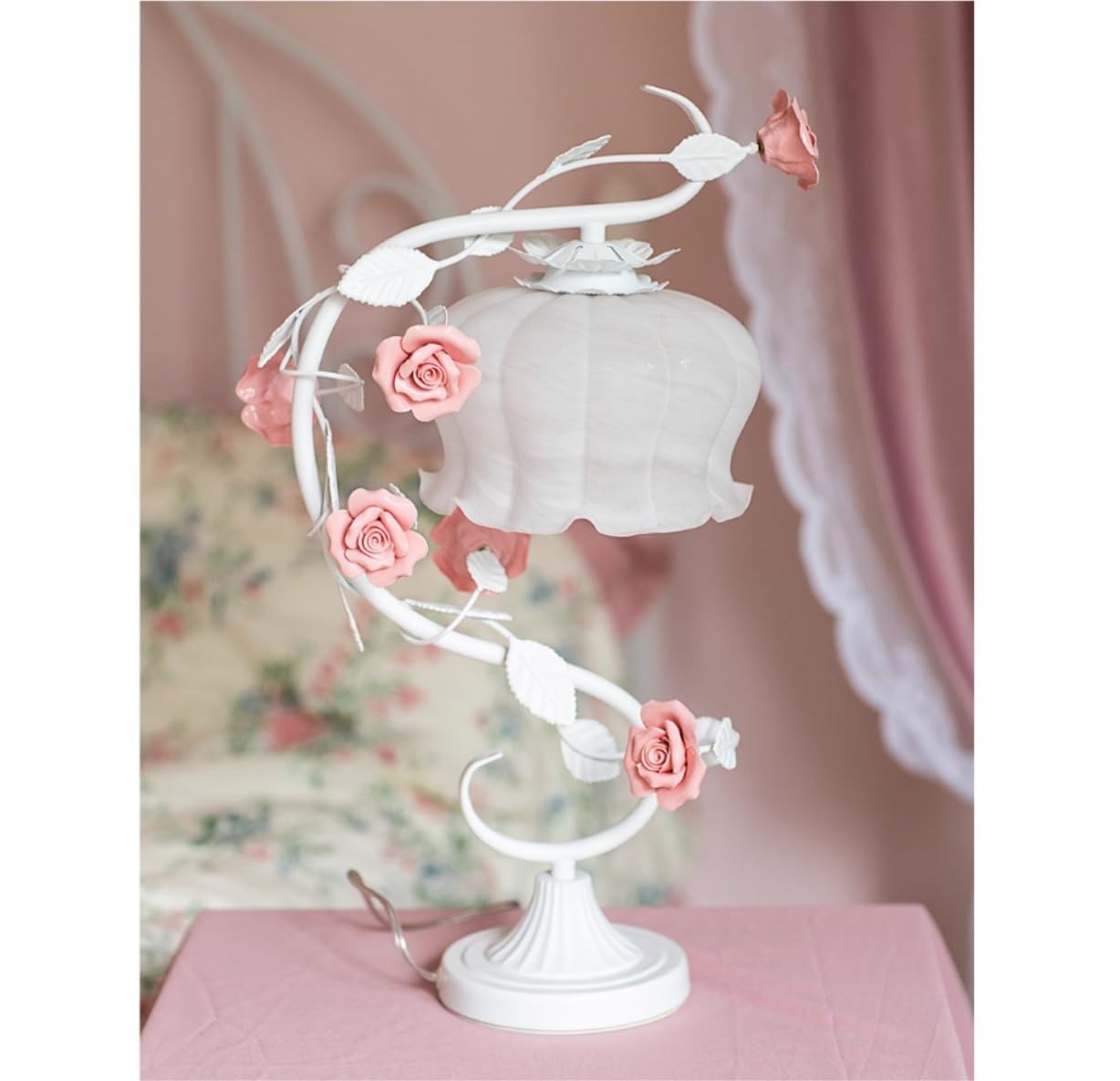 Lampada Da Comodino Lampada Da Tavolo In Ceramica Romantica Rosa Lampada Da Comodino Con Paralume In Vetro Lampada Da Comodino In Ferro Battuto Per Soggiorno Camera Da Letto Lampada Da Comodino Dimmer