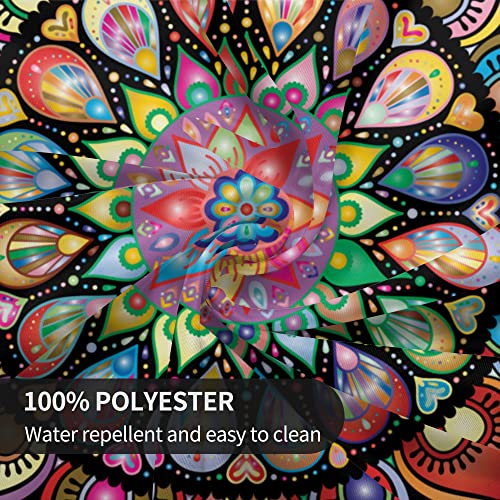 Asefcnxkjii Mandala Decorative Floral Flourish Round Tablecloth 60 Inch,Stain Resistance Polyester Table Cloth,Table Cover For Kitchen Dining Table, Buffet Parties And ​Camping #TOP7