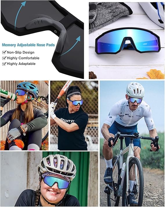 Image of MAXO POLARIZED Sports Sunglasses for Cricket Cycling Riding Biking Night Driving - Lightweight UV400 Protected Anti Glare Branded Goggles for Men - Stylish Mirrored Performance Shades