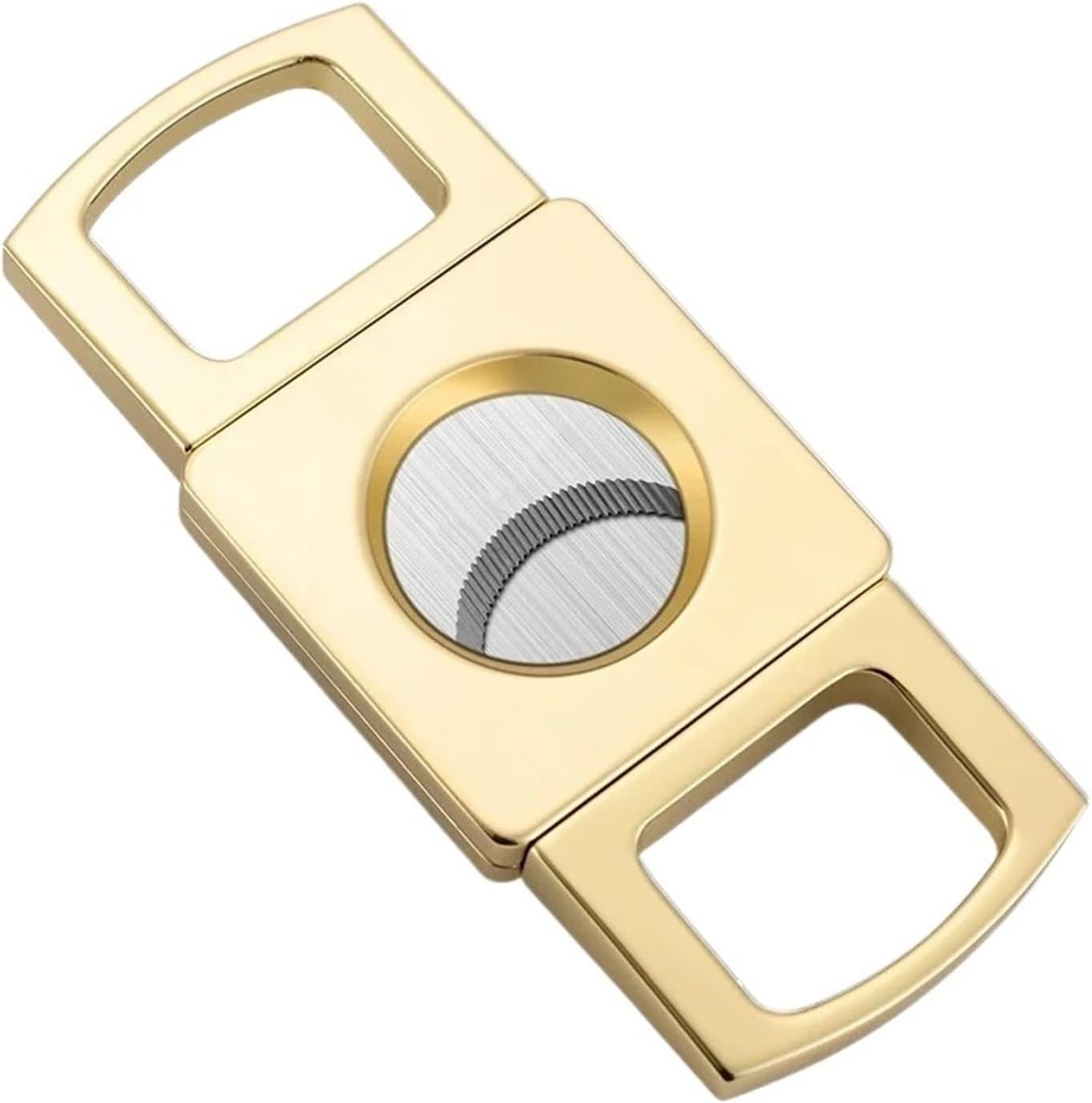 Cigar Cutter Gold Metal Guillotine Stainless Steel Double Blade Hole Punch Pocket Smoking Tool(B)