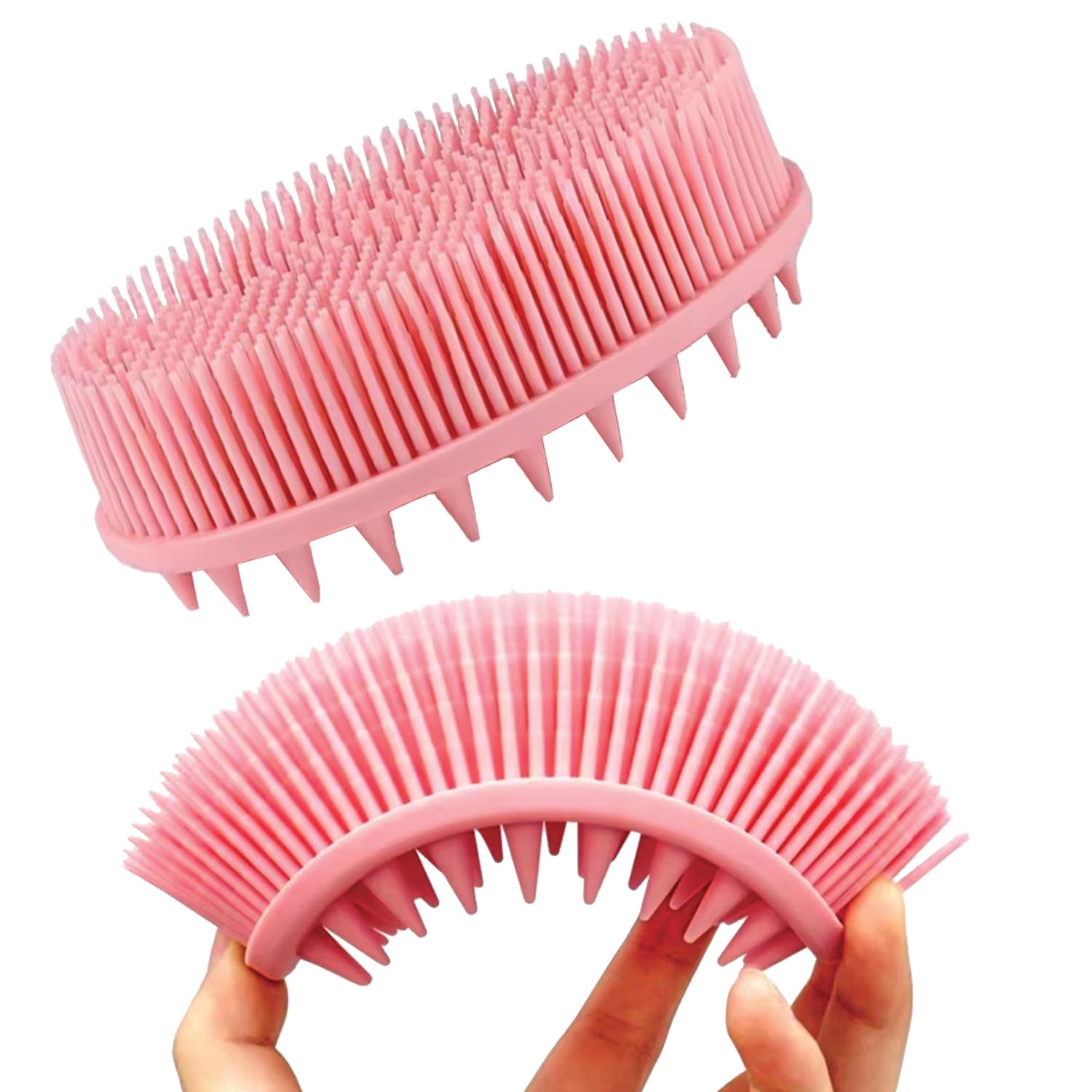 TEMPERIA (1 pcs) Silicone Body Scrubber for Bathing - Exfoliator Bath Brush for Face & Body Wash - For Nourishing Cleaning & Exfoliating Skin - Lather Boosting Ergonomic No-Slip Handle for Men & Women (Random Colors) (MN01)