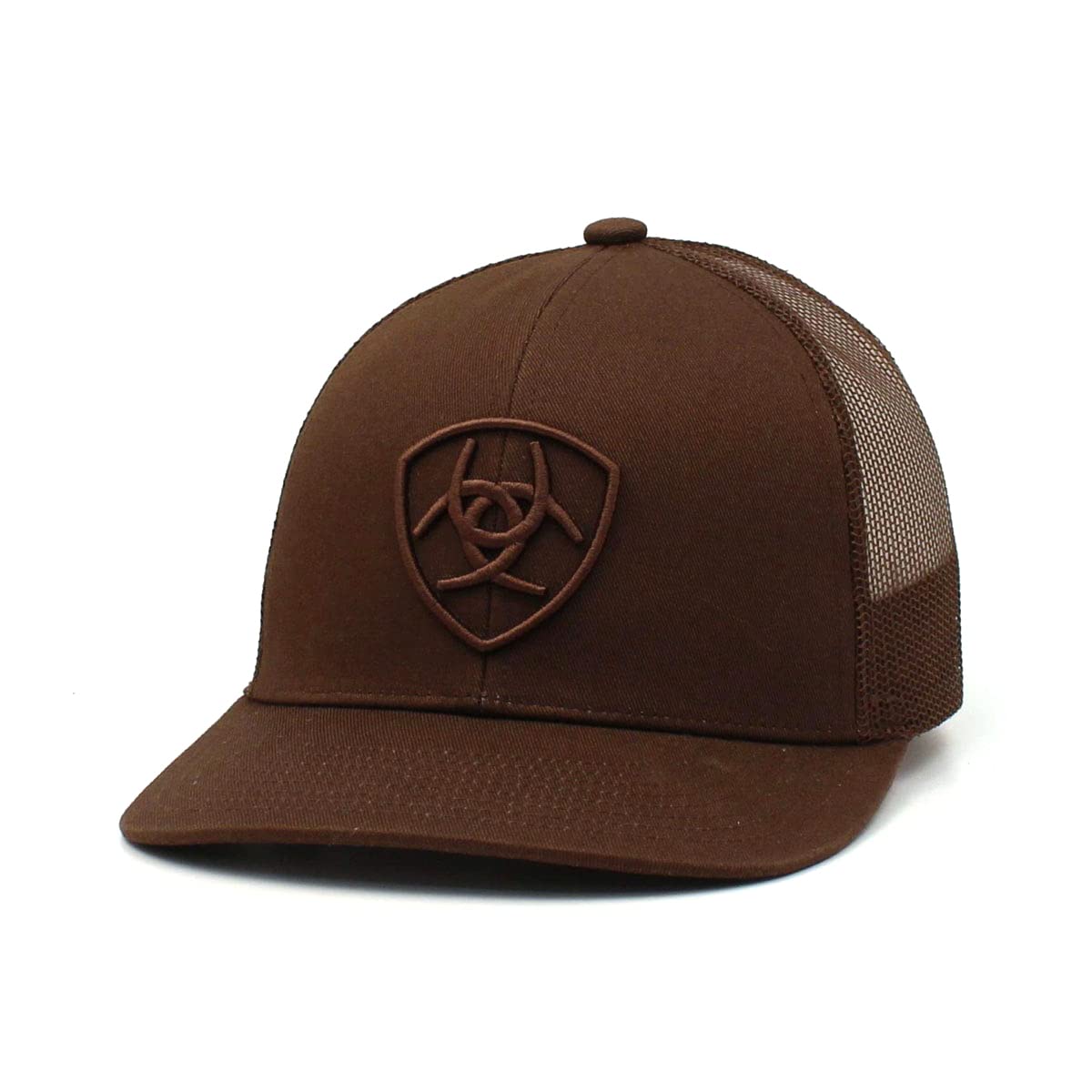 ARIATMen's Brown Snapback Shield Logo Cap, Brown, One size