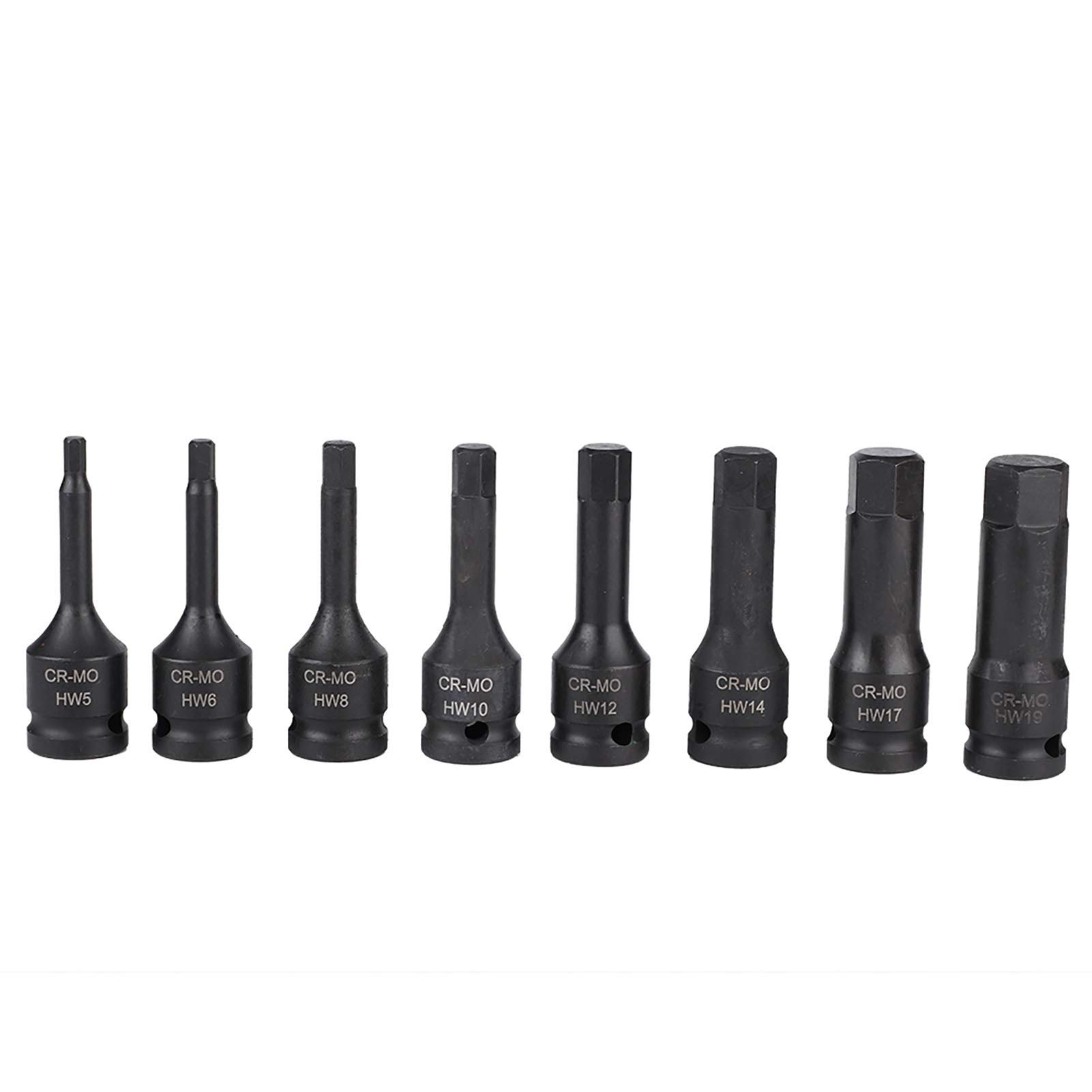 8 Pièces Coffret De Douille à Choc 6 Pans 1/2in, Entraînement Pneumatique Air Allen Clé Hexagonale Jeu De Douilles H5-H19 Prise Carrée Adaptateur De Tige D'extension