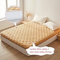 Vista 4 de Colchón futón plegable japonés con parte inferior transpirable para tatami Shikibuton, colchón portátil para dormir, cama estudiantil, camello, 35.4