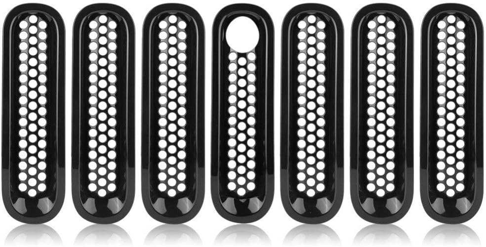 7PCS Front Grill Mesh Grille Insert Cover Trim for Jeep