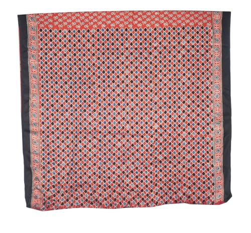 Image of Ethnics of Kutch Womenss Ajrakh Modal Silk Natural Dye Hand Block Print Saree with Blouse Piece - 5.5 Mtr Length