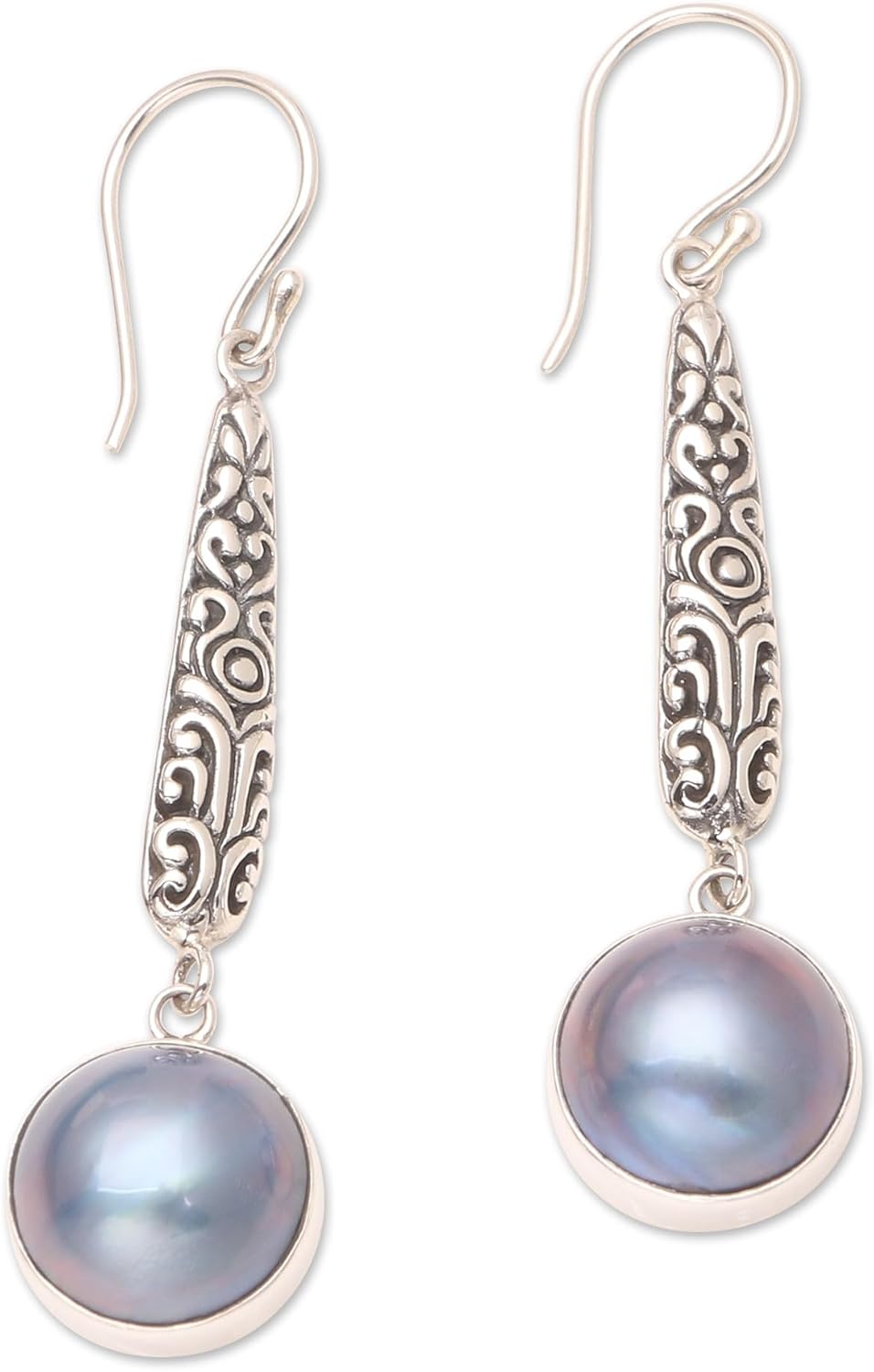 NOVICA Pearl Dyed Blue Cultured Freshwater Pearl .925 Silver Dangle Earrings