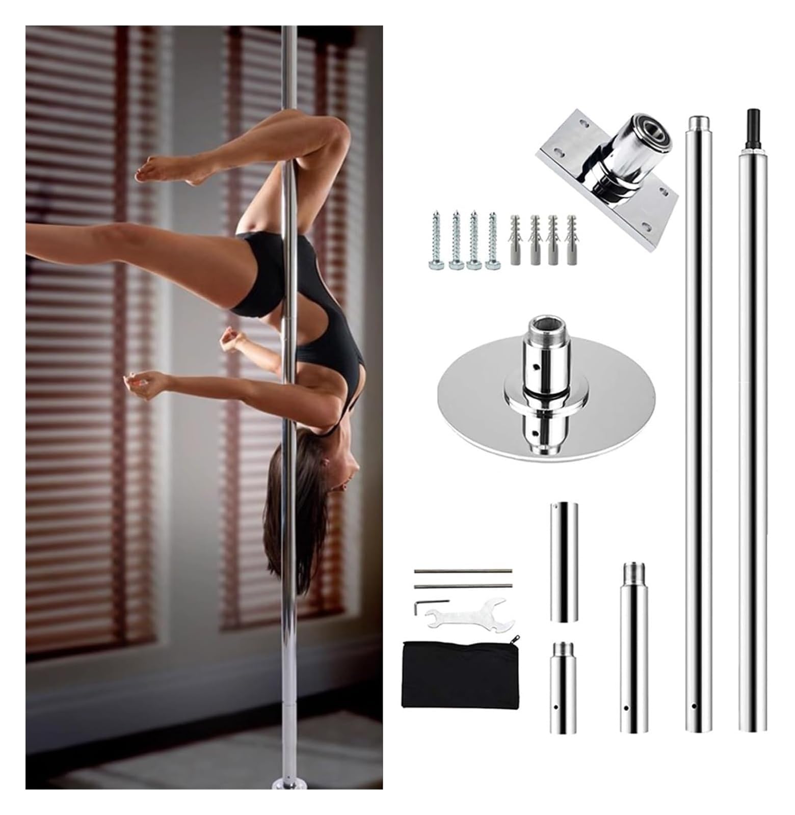 JYBNBBE Pole Dancing Pole for Home Professional Stripper Dance Pole, Adjustable Home Fitness Pole with Fixed Plate Enhanced Safety and Stability