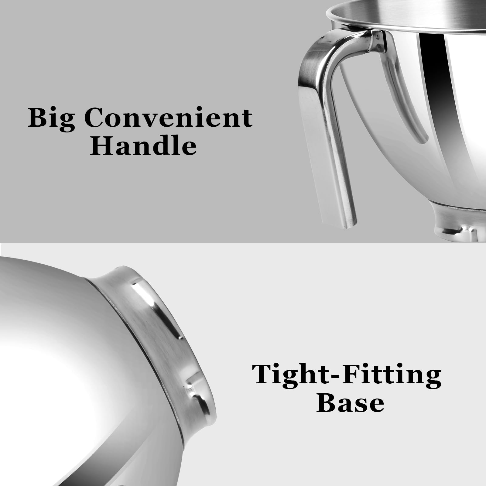 Ciotola in acciaio inox da 3 litri per la miscelazione degli aiuti da cucina, ciotola in acciaio inossidabile compatibile con mixer Kitchenaid da 4,5/5 QT, non compatibile con KitchenAid Artisan Mini