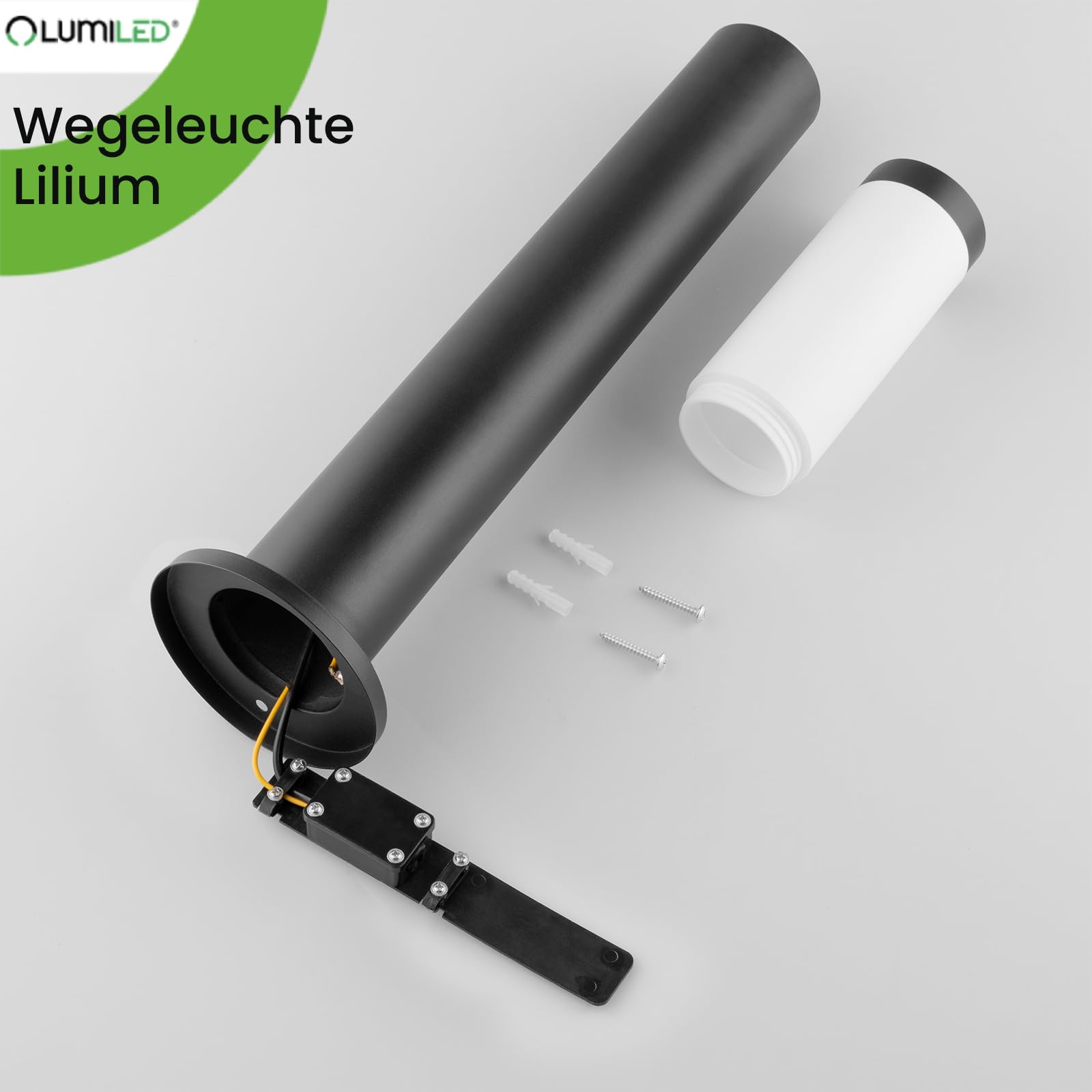 Lumiled Lampa zewnętrzna na ścieżkę, lampa cokołowa, zewnętrzna, lampa stojąca, lampa ogrodowa, lampa stojąca, 65 cm, IP44, czarna, stal nierdzewna, E27, oprawa, lampa słupkowa