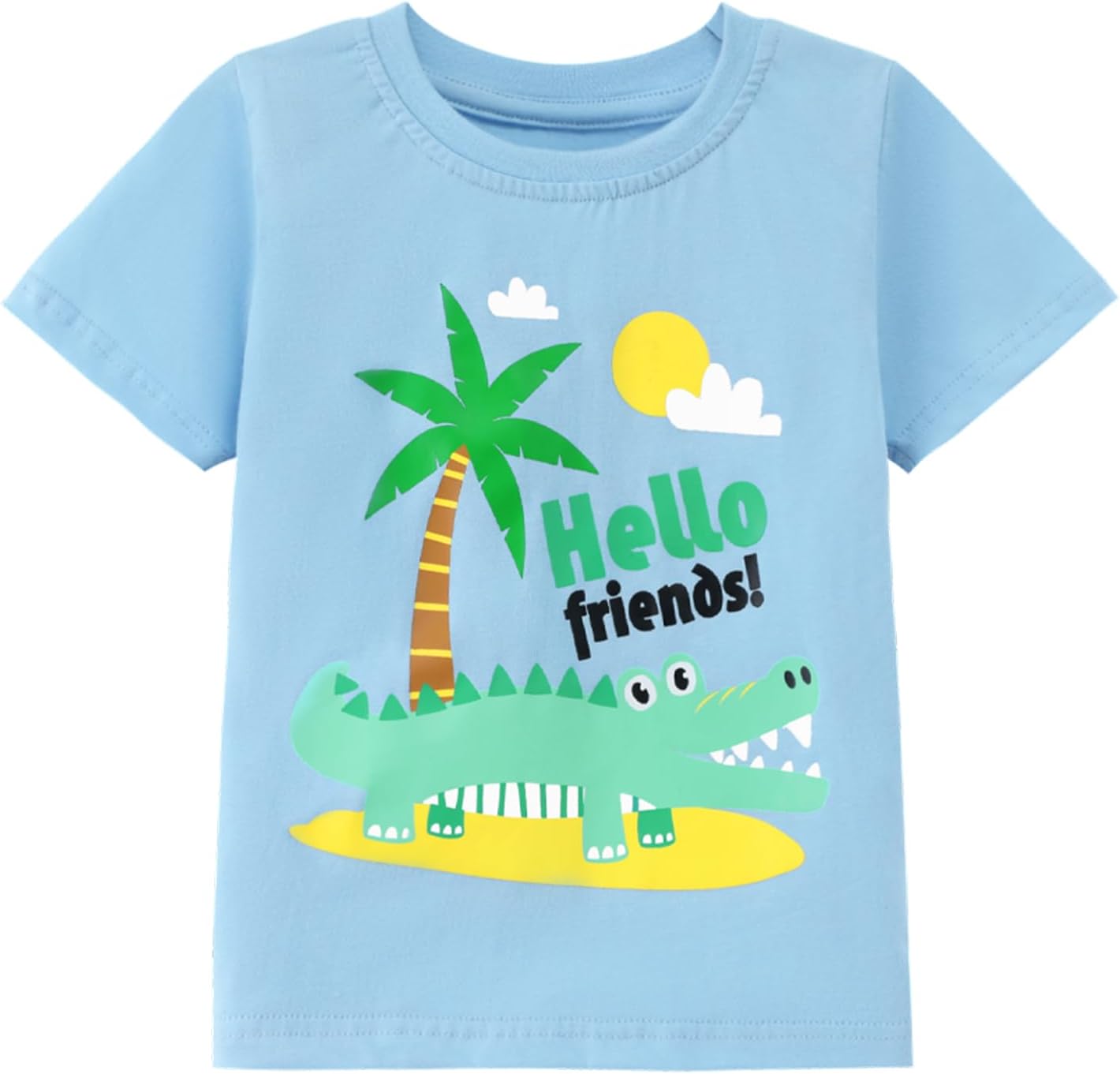 HILEELANG Toddler Boy Short Sleeve Tee Shirts Summer Cotton Casual Graphic Crewneck Tshirt Packs - Image 6