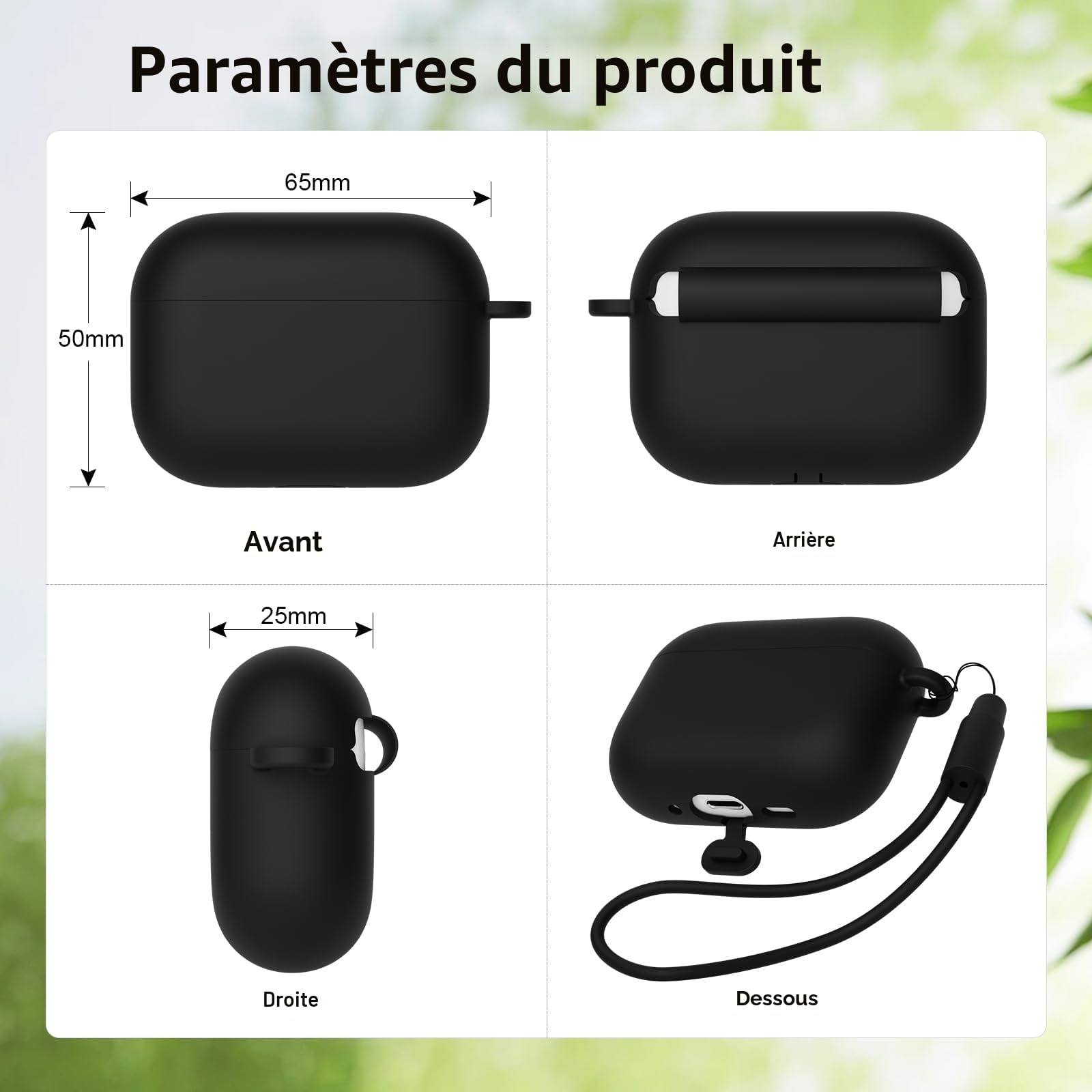 Coque Silicone AirPods Pro 3 (2025) Housse Protection LED Visible Noir