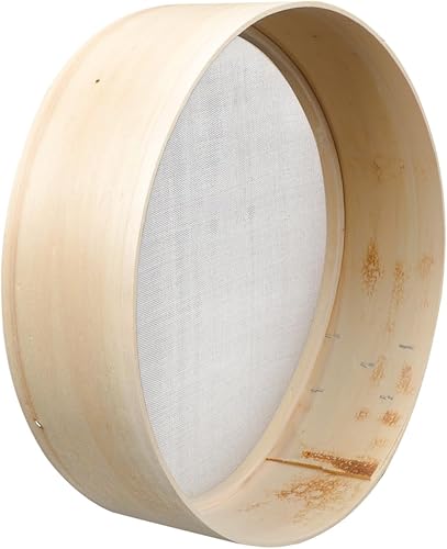 Miniatura 5 de HANABASS Tamiz de madera de la harina del tamiz de la malla fina de 12 pulgadas, tamiz redondo de la malla del PDA del tamiz redondo para hornear