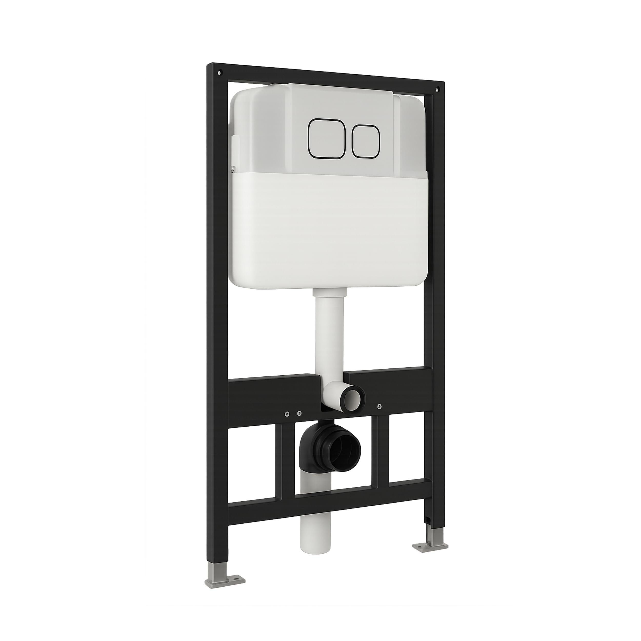 BAIKAL Inodoro Suspendido + Bastidor. WC en Blanco Brillo. Cisterna empotrada con Pulsador Negro. Bastidor independiente. Sanitario con Cierre Amortiguado y Sistema Rimless.