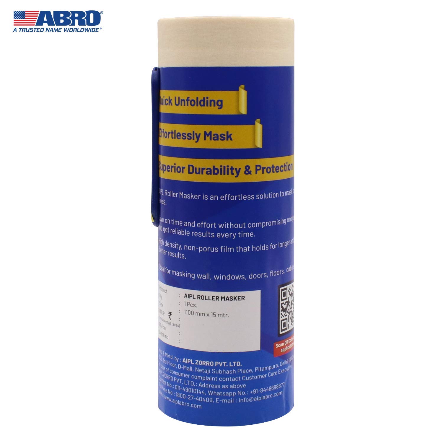 ABRO Roller Masker Tape & Drape Multipurpose Self Adhesive Masking Film Roll Quick Unfolding for Home, Office, Automotive & Industry (Open Height 1.1 M x 15 M) - Image 6 thumbnail