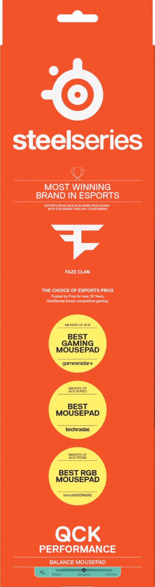 SteelSeries QcK XL Performance Balance, mousepad da gioco - Densità extra per scorrevolezza top - Cuciture ai bordi a basso profilo - Base in neoprene antiscivolo - 900 x 400 mm - FPS, MOBA, RTS, MMO