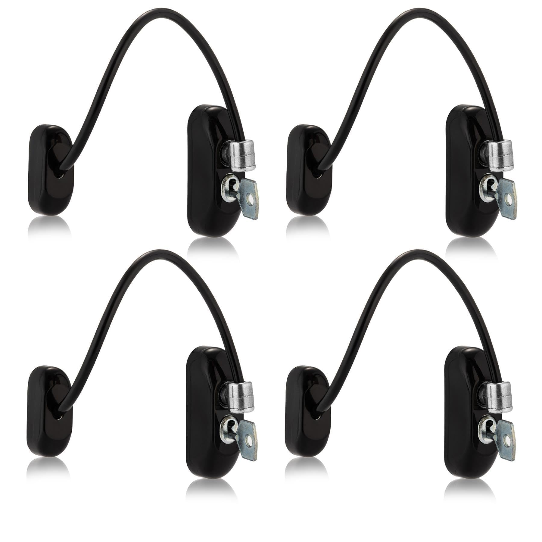 Xfort Black 4 Pack Viper Key Locking Cable Window Restrictor In Durable Window Safety Lock For Child Safety And Window Security