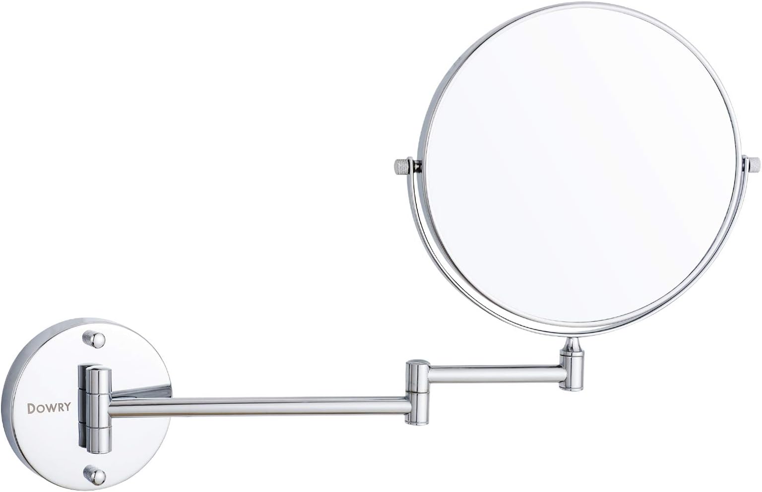 DOWRY 7X Magnification Wall Mount Makeup Mirror, 8 Inch Double-Sided Swivel, 12 Inch Extension, Polished Chrome Finished (D1309-7)
