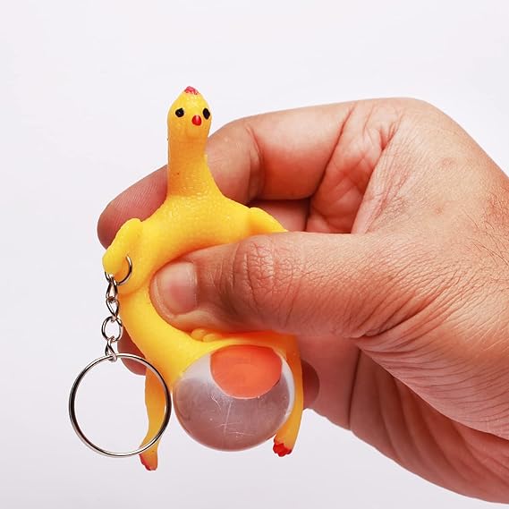 2022 Trending New Launch: The Trust Box Mini 9cm Chicken and Egg Toy Stress Relief Hen Laying Egg Keychain, Laughter inducer for kids and Adults