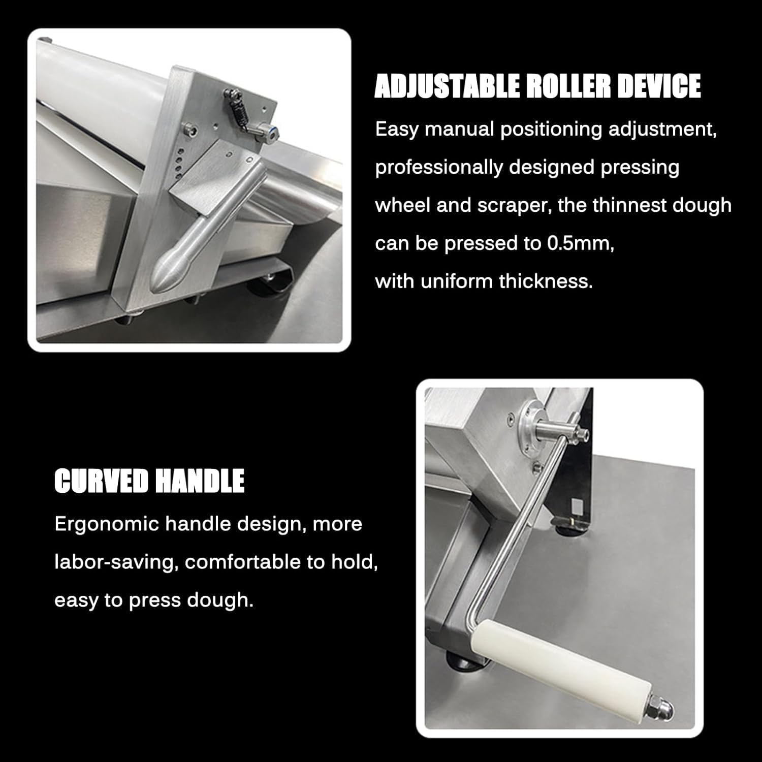 Máquina Enrolladora De Masa Manual, Máquina Laminadora De Masa, Ajuste De Espesor De Masa De 0,5-15 Mm, Máquina Enrolladora De Pasta Plegable, para Glaseado, Mazapán, Pastelería Panadería Y