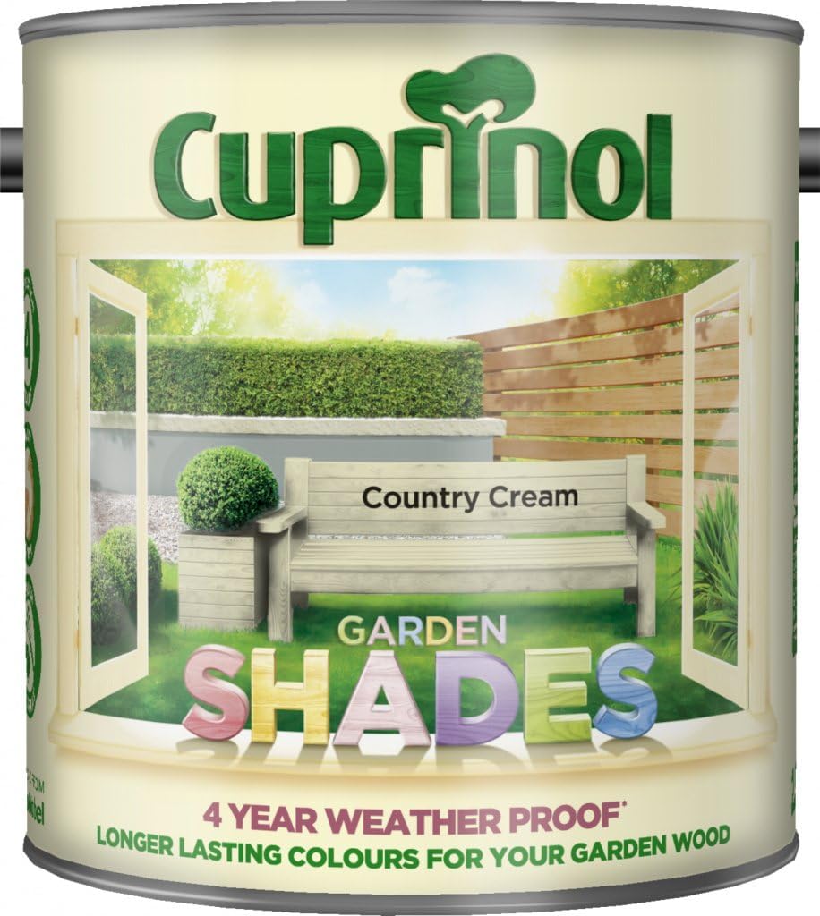 DUAYRA Garden Shades Paint | Quick Drying Water Based | For Garden Fence, Shades, Benches, Terracotta, Brick, Stone | Exterior Wood Furniture | Long Lasting (Country Cream, 2.5 Liters)