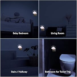 Night Lights Plug into Wall - 2-Pack Sensor LED Mushroom Light, Cute Energy Saving Mushroom Lamp for Kids Adults Living Room Bedroom Kitchen, Bathroom Toilet, Stairs, Hallway Corridor, Warm White