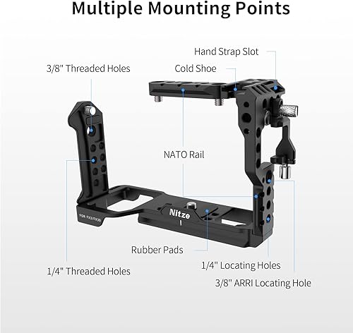 Miniatura 3 de Nitze Jaula FX3 FX30 para Sony FX30, Sony FX3 con abrazadera de cable HDMI, rieles NATO y zapata fría integrada y placa Arca QR, compatible con