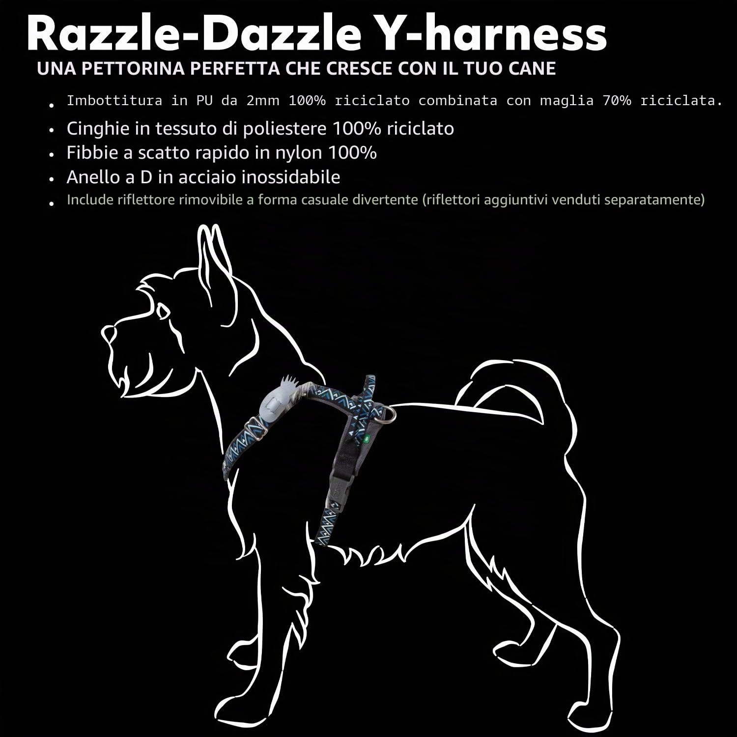 Hurtta Razzle-Dazzle - Pettorina imbottita per cani, 100% poliestere riciclato, 65-80 cm, colore: Verde