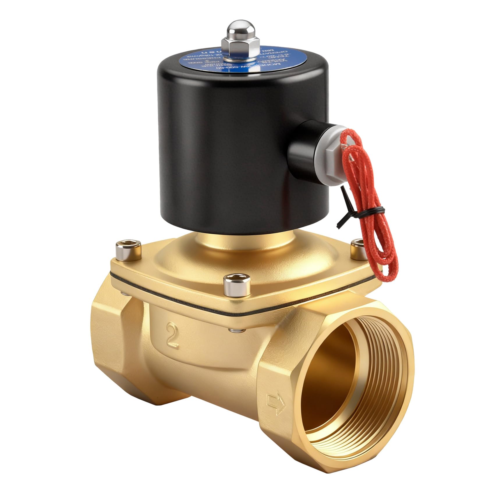 Heschen Brass Electric Solenoid Valve, 2W-500-50, PT2'' Port, AC220V Direct Action Water, Normally Closed Replacement Valve (AC220V)