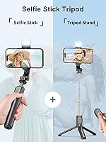 Vista 6 de Trípode para teléfono celular para iPhone, palo selfie extensible con control remoto inalámbrico, trípode para selfie stick con luz LED, compatible