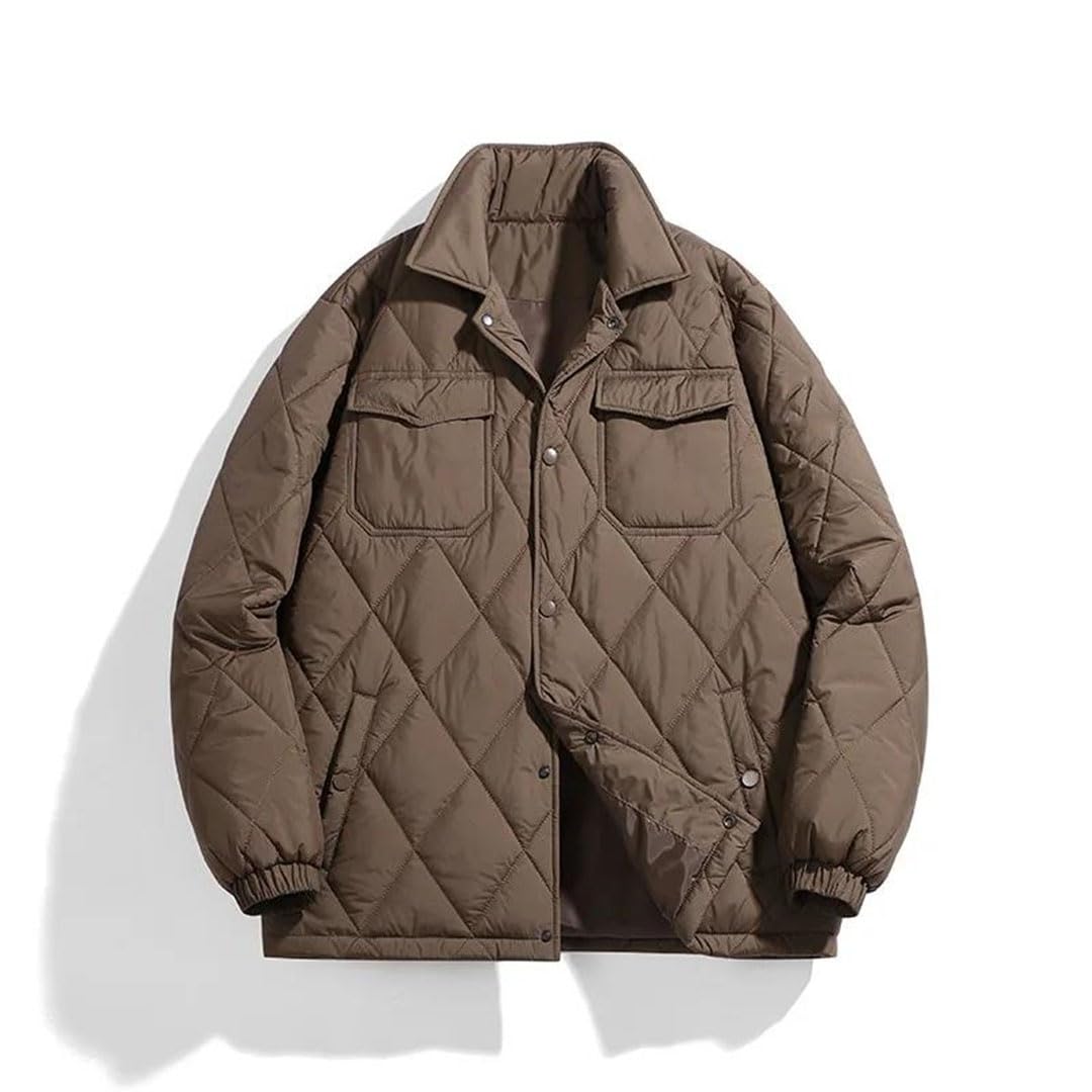 Uomo Imbottito Abbigliamento Inverno Tinta Unita Stile di Lavoro Multi-Tasca Sport All'aria Aperta Risvolto Cappotto Uomo Giacca Term