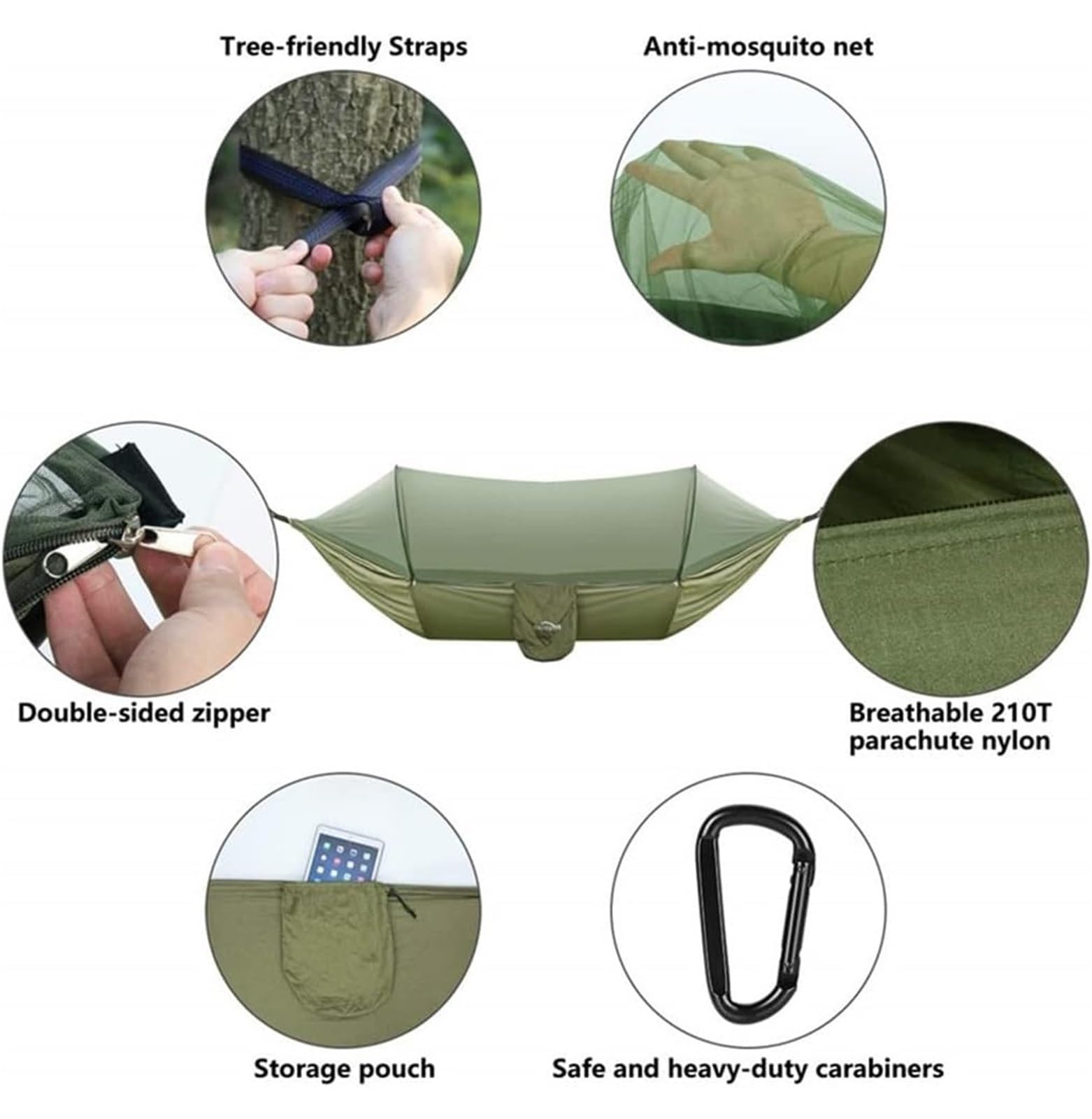 Hamak Ultralekki, Hammock 290x140 Cm Hamak Kempingowy Moskitiera, Przenośny Z Siatką Pojedynczą Lub Podwójną, Namiot Hamakowy Do Podróży na Kemping, na Zewnątrz