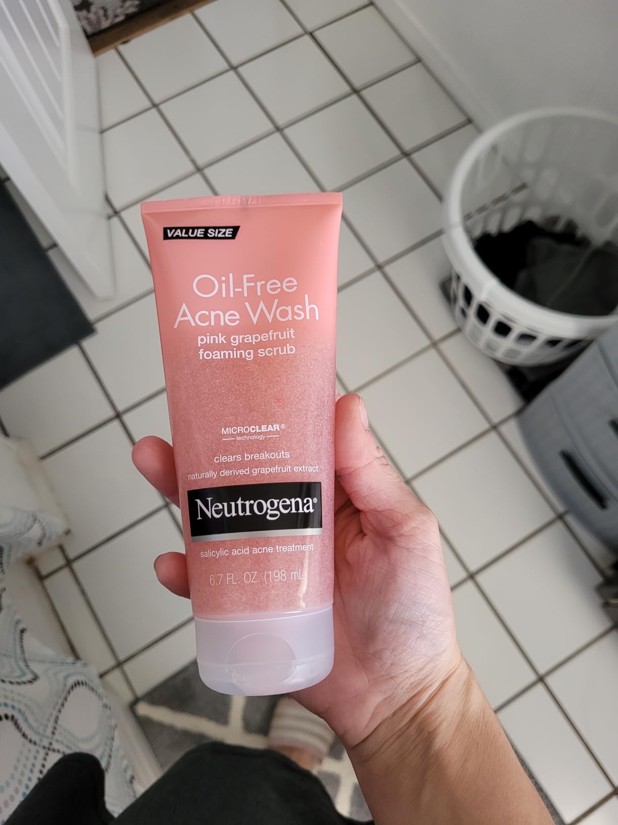 Kenvue Neutrogena Oil-Free Acne Face Wash Pink Grapefruit Foaming Scrub - Facial Cleanser with Salicylic Acid for Clear Skin, Exfoliating Acne Treatment for Oily Face, 6.7 fl. oz., 3-Pack