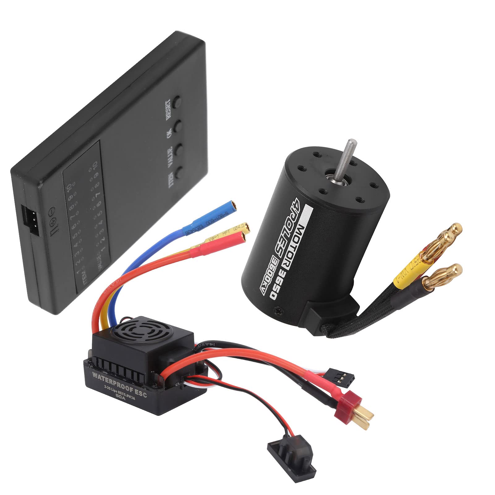 Brushless Motor + 60A ESC + Programmer Card Combo Set, 3650 3600KV Brushless Motor with 60A T ESC Programmer Card for 1/8 1/10 RC Car Parts