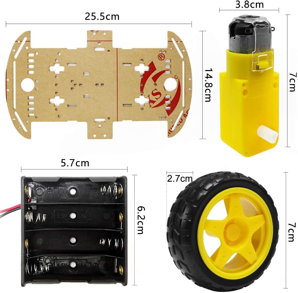 Manushre Manas Enterprises 4 wheel chassis Robot Smart Car Chassis Kits BO Motor wheel chassis Car Model DIY(4 Wheel Chassis Set of 2) 4