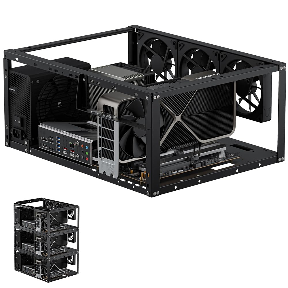 Banc de test PC, boîtier PC ouvert à air, châssis d'ordinateur à cadre ouvert, à monter soi-même, empilable Techbench Server Rack Boîtier PC pour cartes mères ATX MATX ETAX X79 X99 X10DRL-I X12DPI-N6