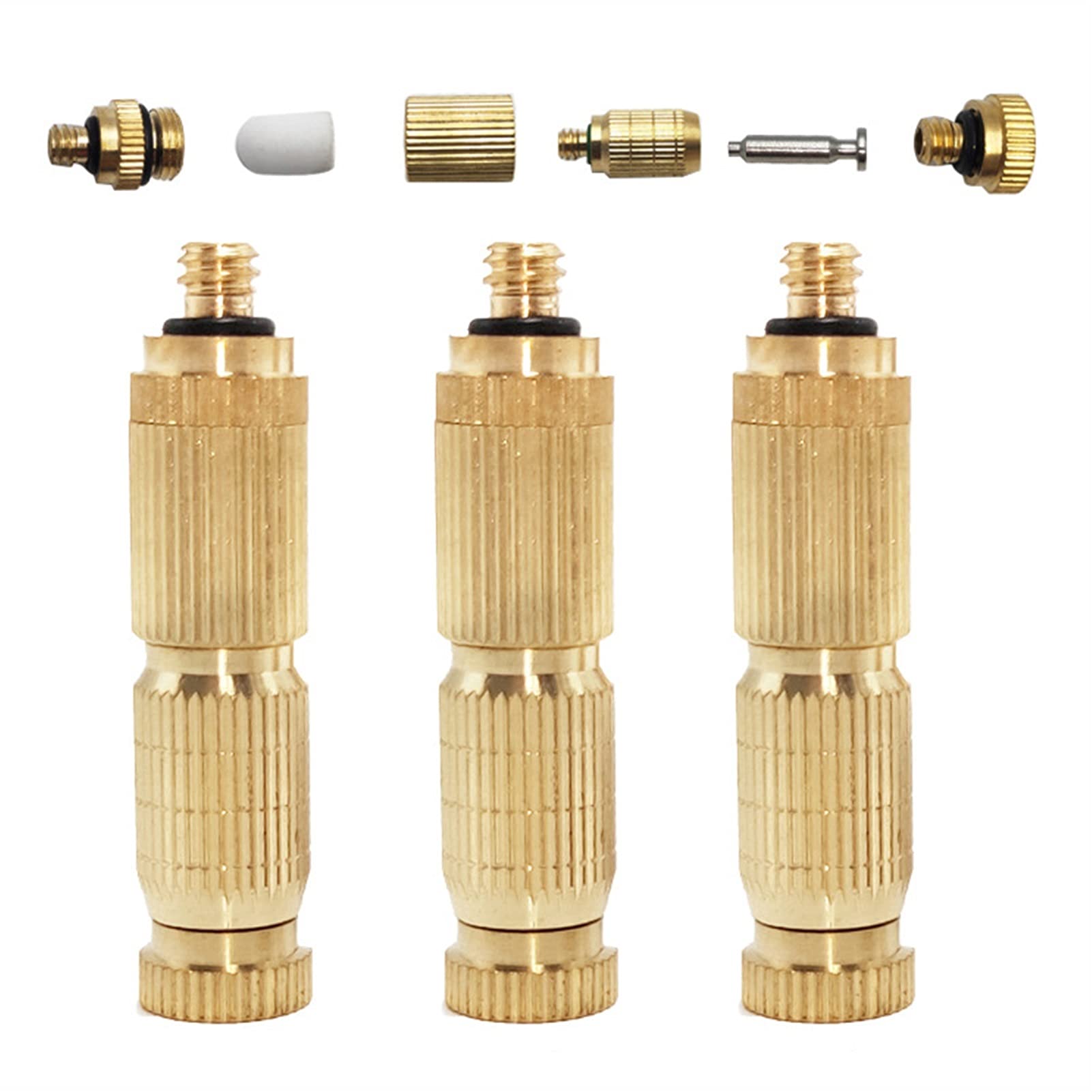 50 Messing-Sprühdüsen als Ersatzköpfe für Outdoor-Kühlsysteme, Hochdruck-Zerstäuber mit PP-Filter für Terrasse, Rasen, Landschaftsbau, Staubbekämpfung, 10/24 UNC