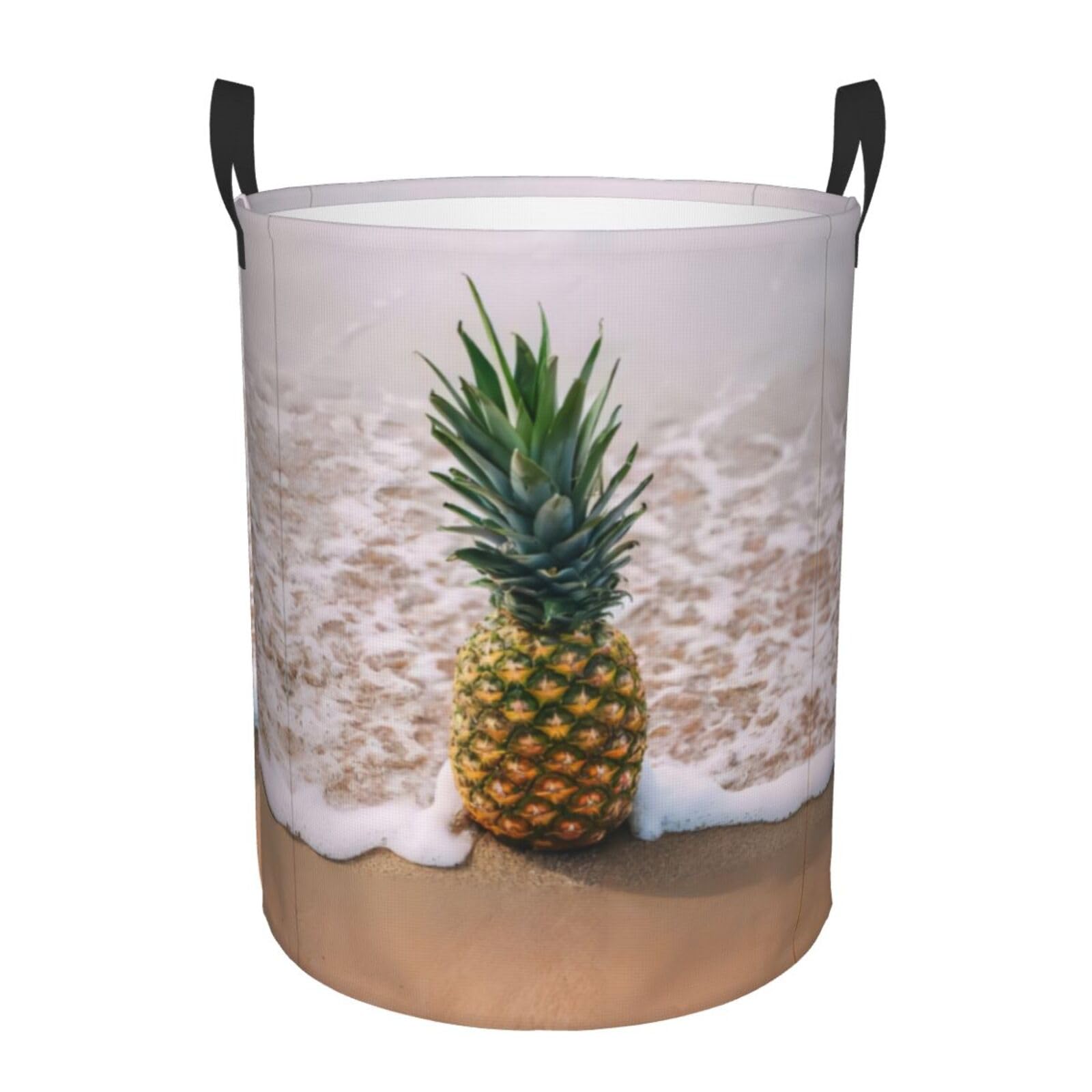M Circular Hamper pineapple on beach Print for Dirty Clothes