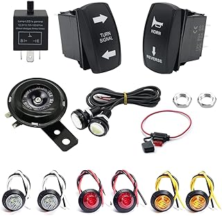 SKTYANTS Universal Turn Signal Kit ATV UTV SXS Turn Signal Street Legal Kit with Turn Signal Rocker Switch Horn Flasher Relay Fuse Line Reverse Light for Polaris RZR Ranger XP Turbo Can-Am Golf Cart Beach Cart