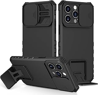 Tampa de lente deslizante selfie traseira coque para iPhone 14 Pro Max 5G capa de pára-choques suporte de telefone para iPhone13 Mini 12 11 7 8 Plus X XR XS SE 2022 capa (preta, iPhone 14 Pro Max)