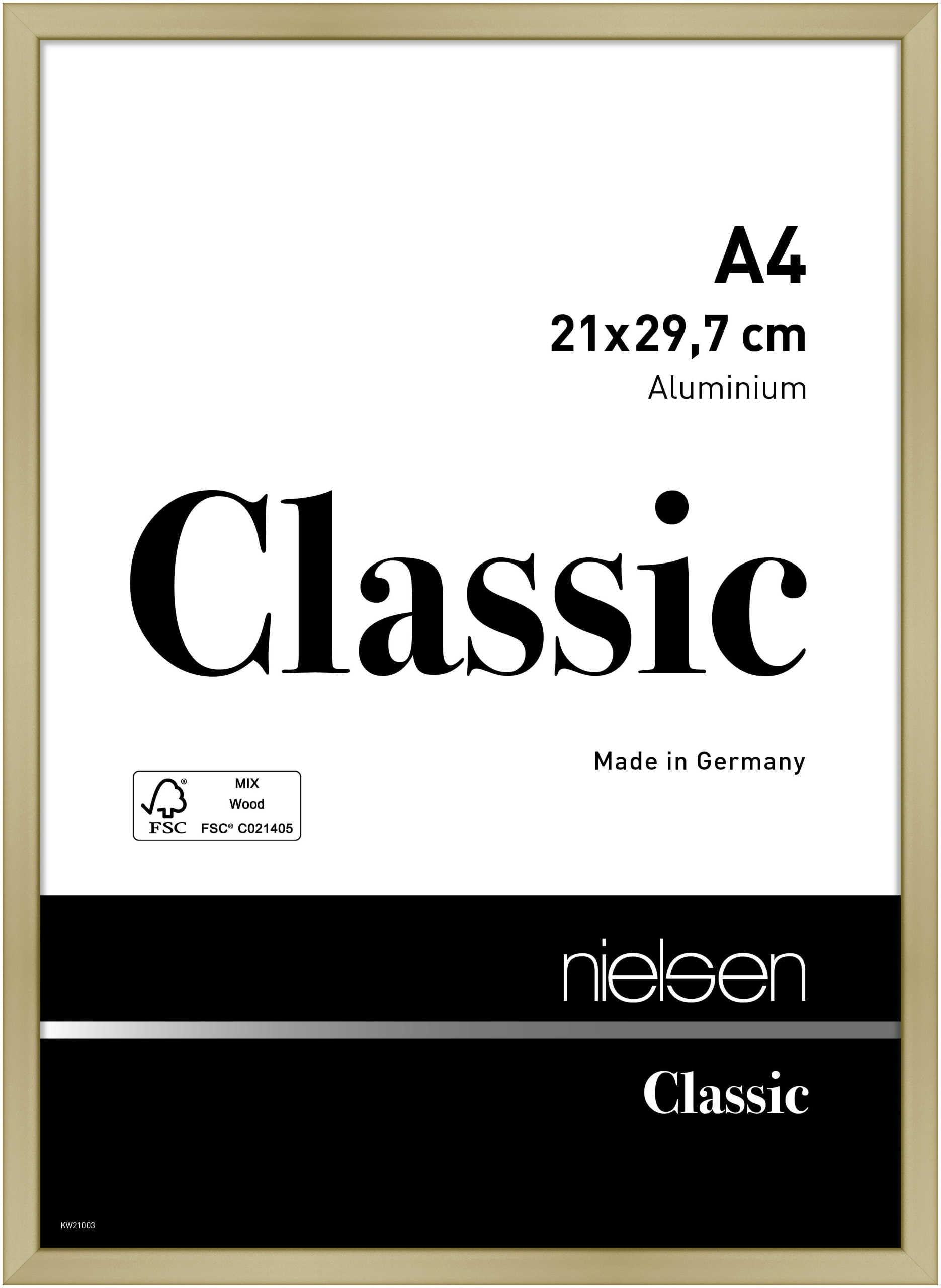 nielsen aluminium picture frame Classic, 21x29,7 (A4) cm, frosted gold