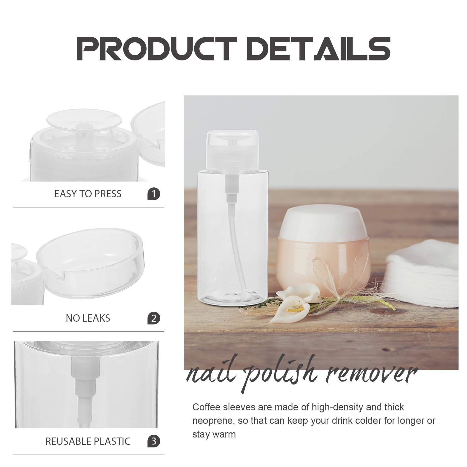 Dosatore Pompa per Liquidi 300ml 2 Pezzi Bottiglia Vuota in Plastica Riutilizzabile con Pompa Push-down, Contenitore Cosmetico per Struccante e Viaggio Quotidiano