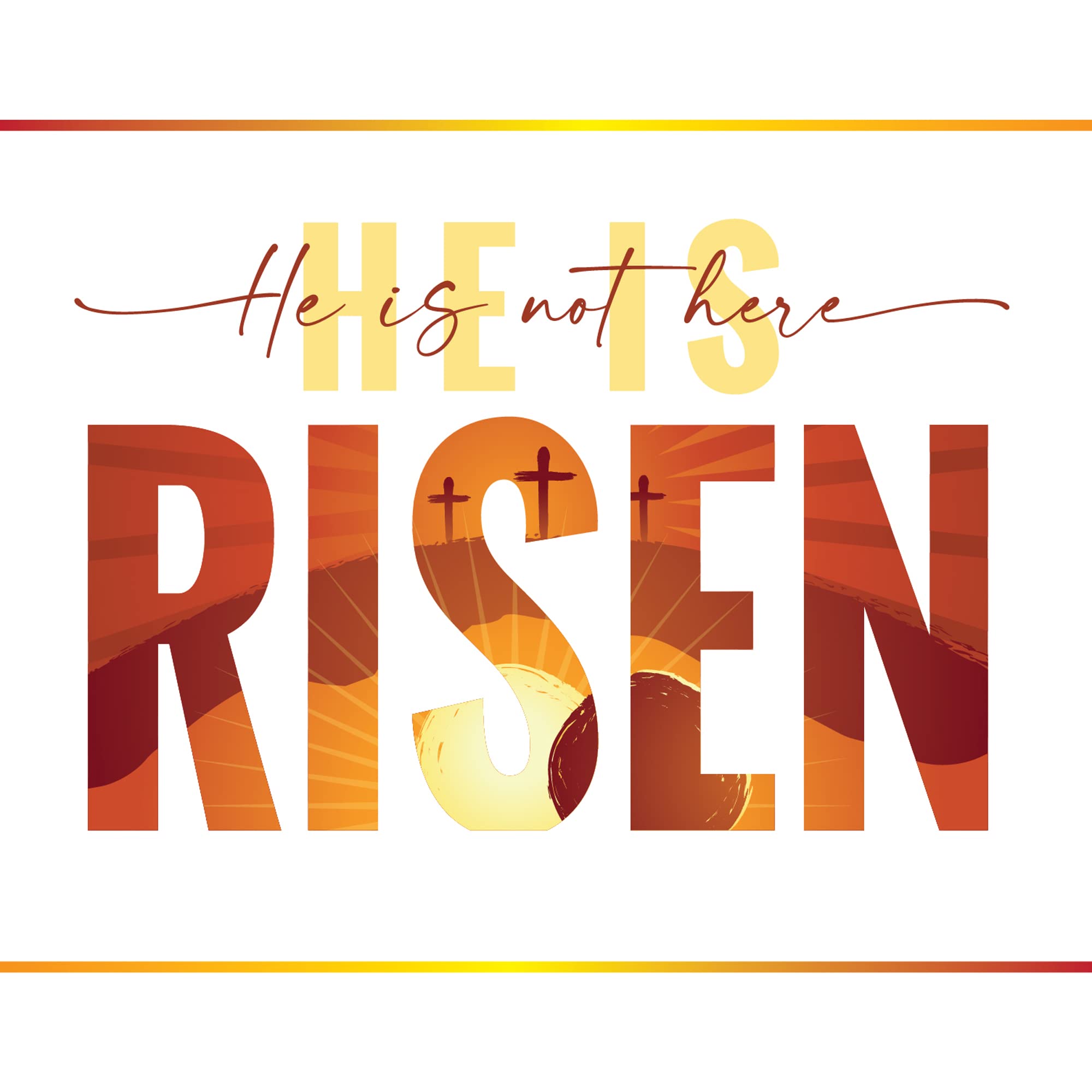 Religious Easter Cards, Risen, He is not here, pack of 5